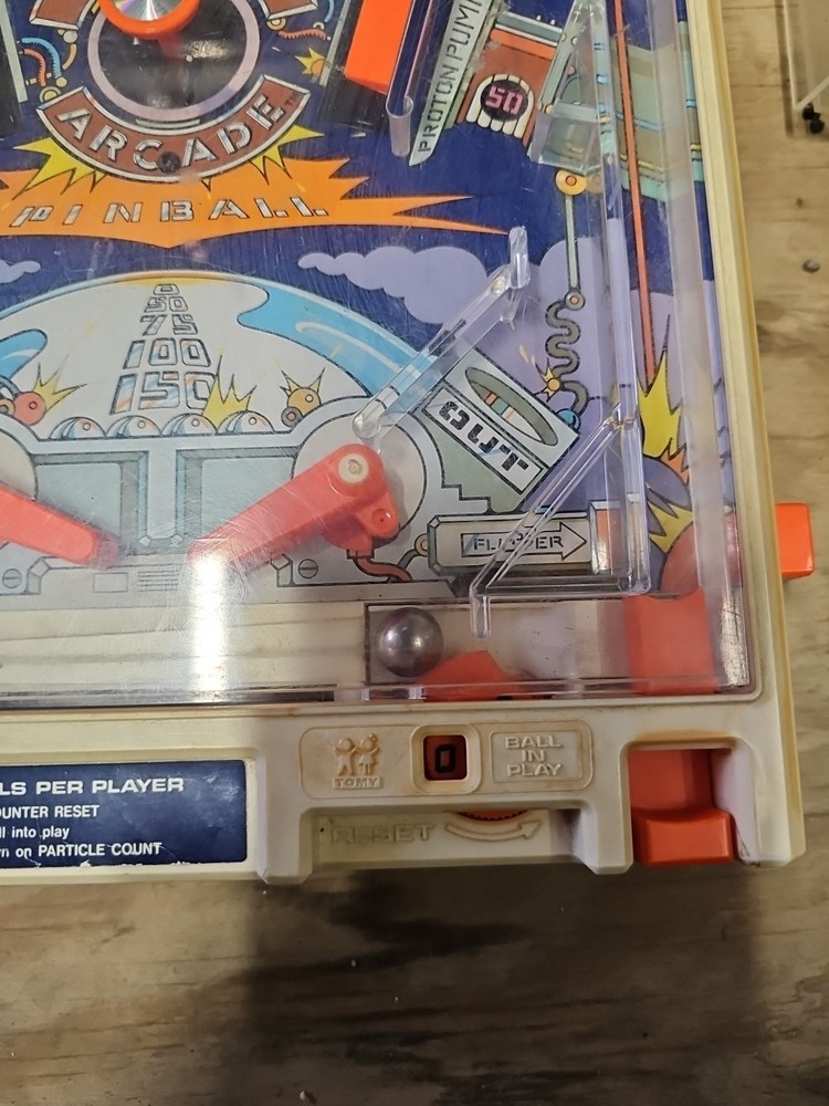 Vintage 1979 TOMY Atomic Arcade Tabletop Pinball Machine Working