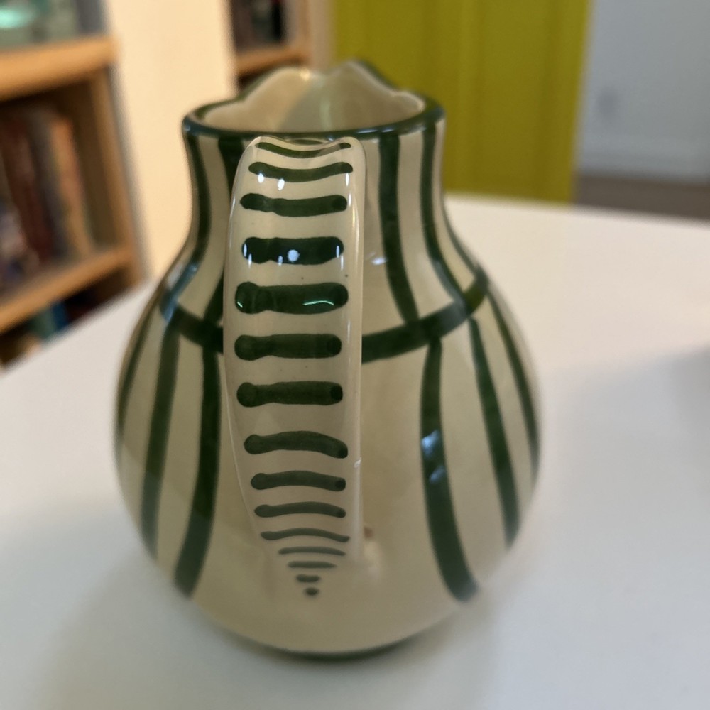 Ceramic Handpainted Floral Pitcher Italy Signed