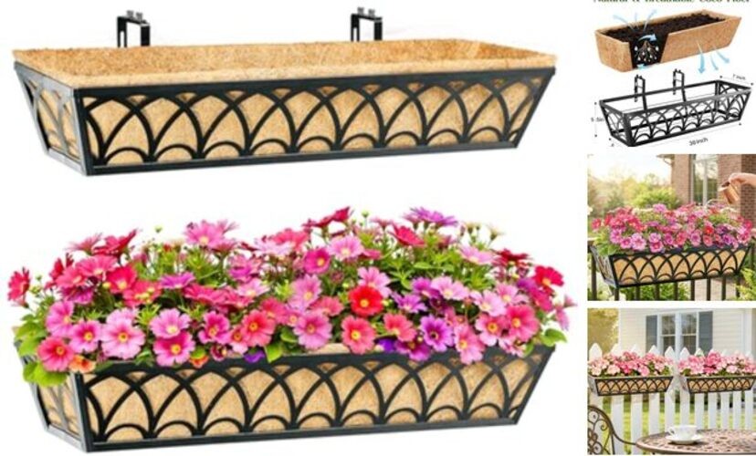 Railing Planter Box Window Boxes Planters - Pack Deck Railing Planter 30 Inch 2
