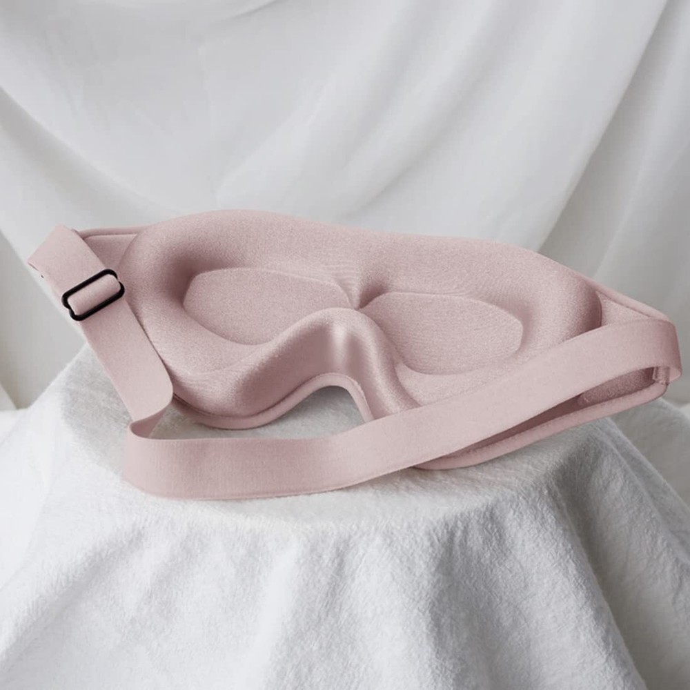3D Contoured Sleep Mask with Adjustable Strap for Complete Light Blocking