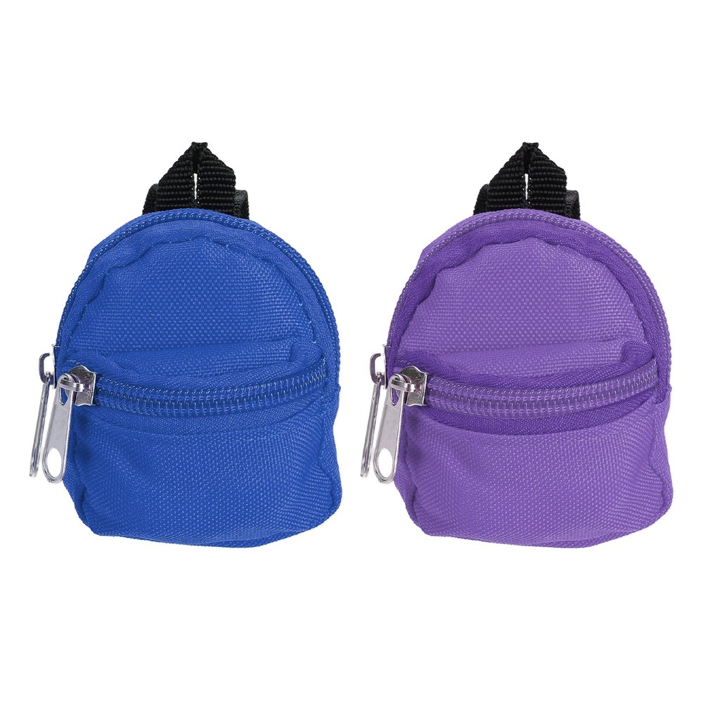 Mini Doll Zipper Backpack, Tiny Doll Backpack(Purple/Dark Blue, 2pcs)