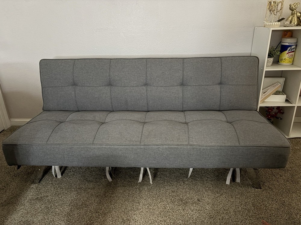 Comfortable Gray Sofa/Bed In Good Condition Foldable Couch