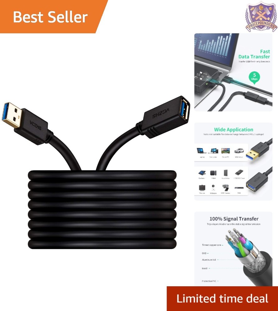 USB Extension Cable 25ft, 3.0 High Speed for Mouse, Printer, Webcam, Flexible