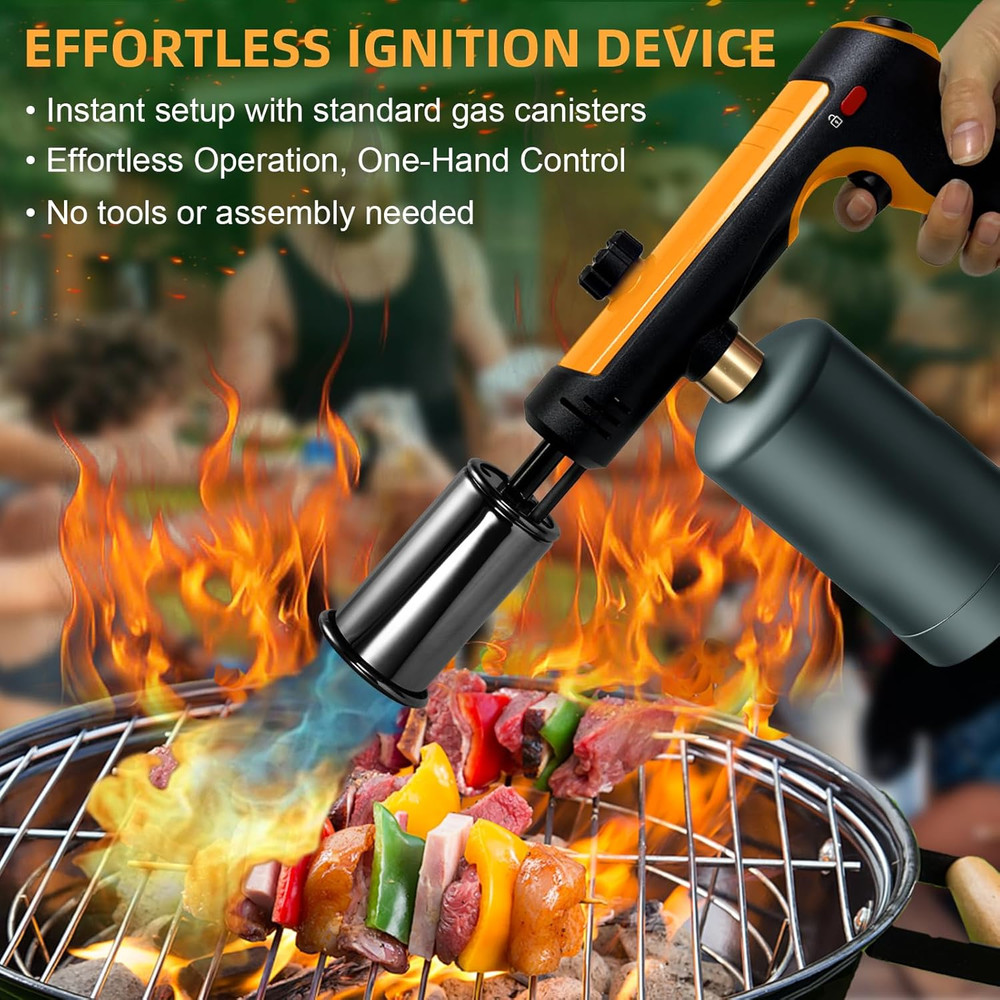Powerful Propane Torch with One-Touch Max Fire, Adjustable Kitchen Torch with Sa
