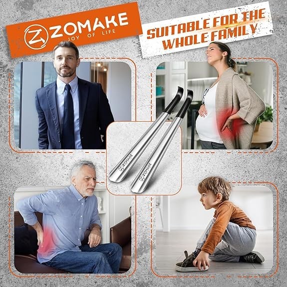 Shoe Horn Long Handle for Seniors 2 Pack,Metal Long Shoehorn for Extra