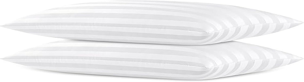 Thin Flat Soft Low Pillows King Size Set of 2, Down Alternative Filled Bed Pillo