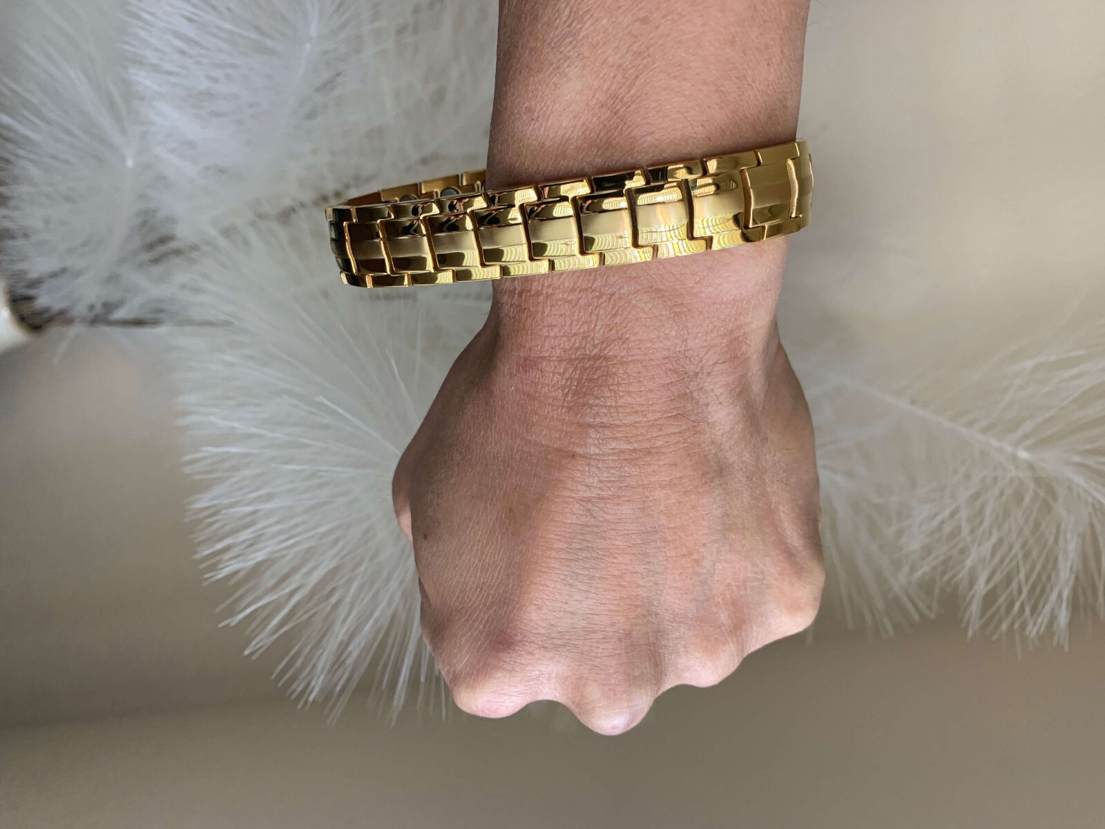 Gold Magnetic Bracelet Therapy Arthritis Pain Energy Balance Joy Great Gift Men