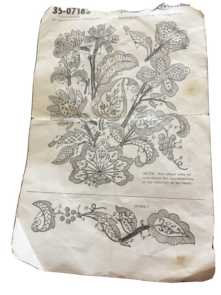 Early Crewel Work Pillow Instructions