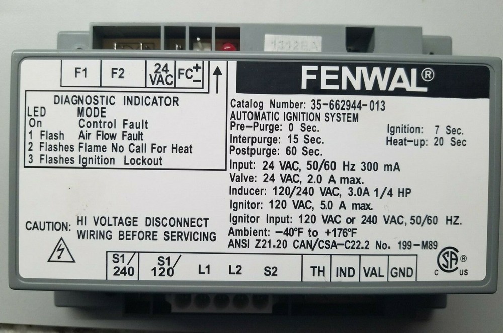 Fenwal 35-662944-013 Automatic Ignition Control System, Pre-owned