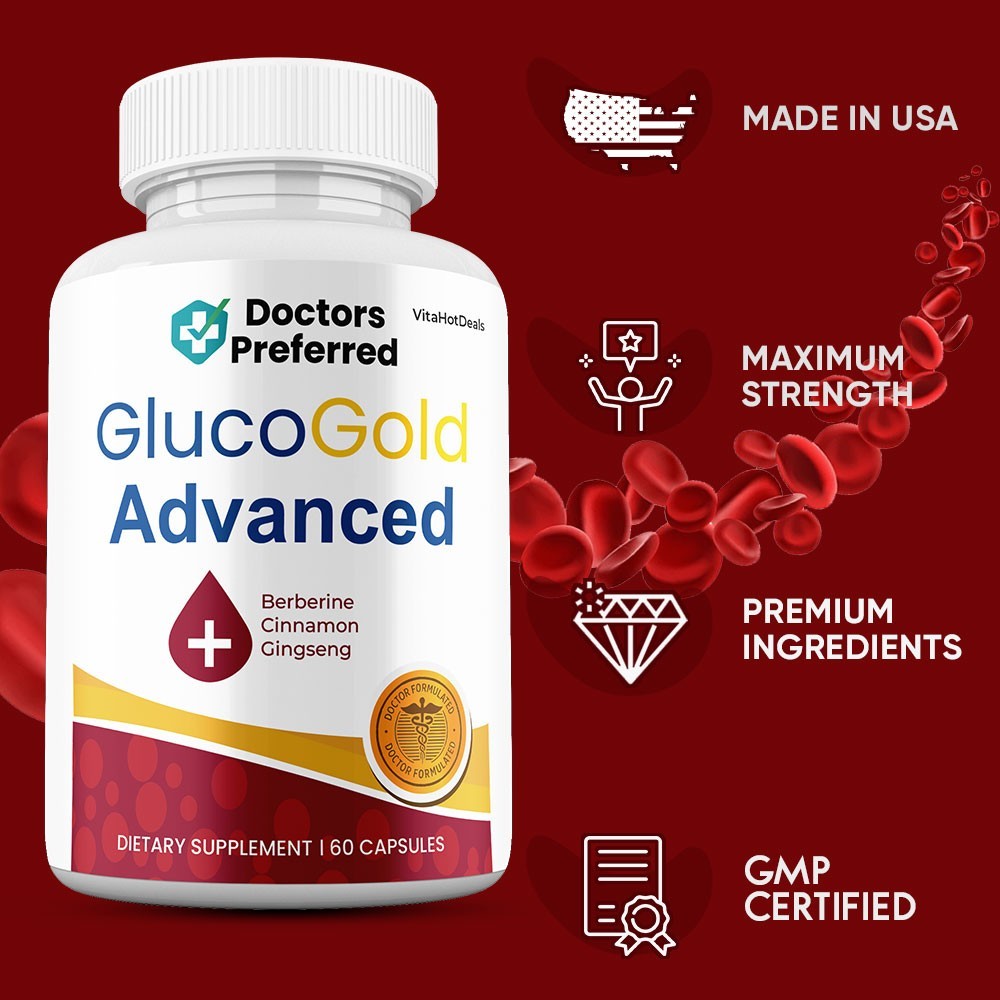 Gluco Gold Advanced Capsules, Max Strength GlucoGold Supplement (1 Pack)