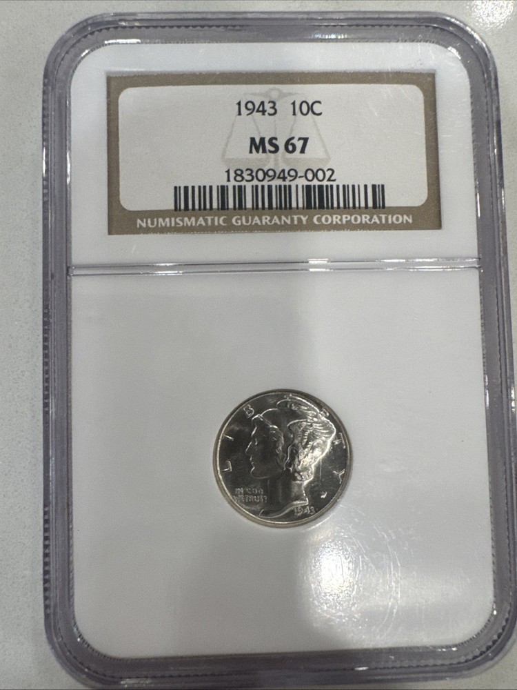 1943 10c Silver Mercury Dime NGC MS67