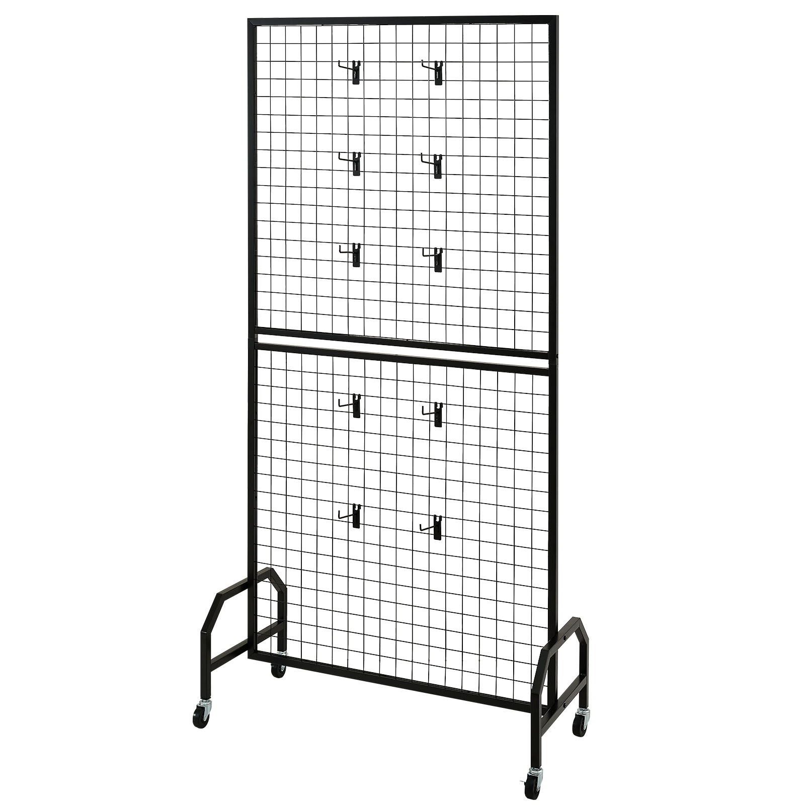 Uimoso 2-Pack Grid Wall Panels 2.9 x 5.9ft Wire Display Rack with Wheels & Hooks