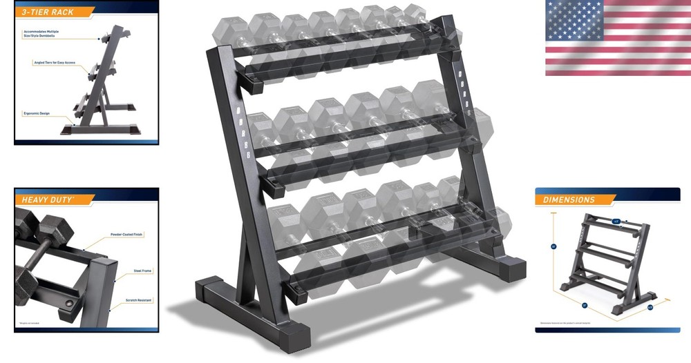 Powder-Coated Dumbbell Rack, Compact Design for Efficient Weight Organization