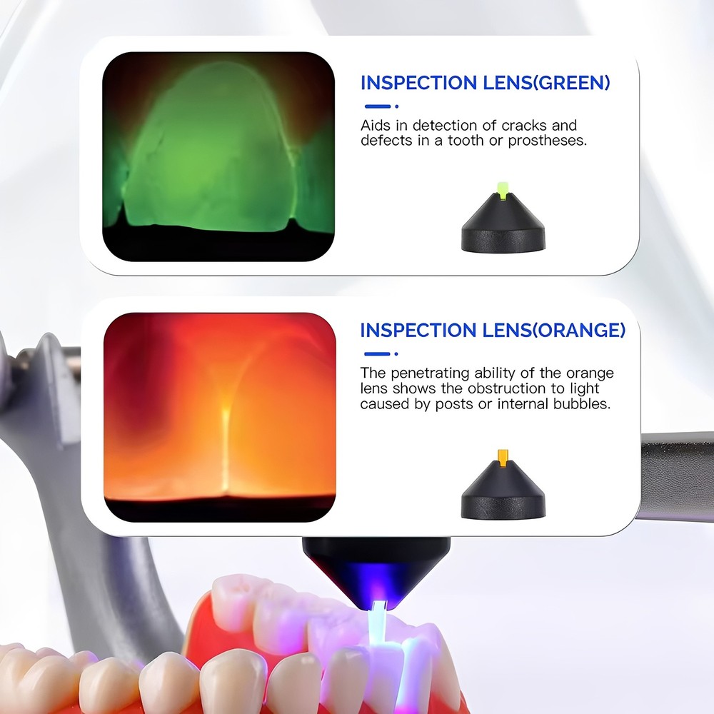 Potable Wireless LED Curing Light 1 Second with 7 Working Head Lens 2400mW/cm2