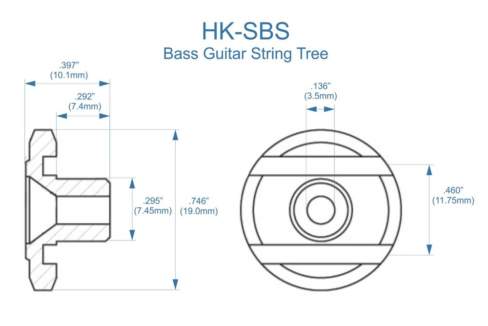 Round Bass Guitar String Retainer Tree - 2pk - Black