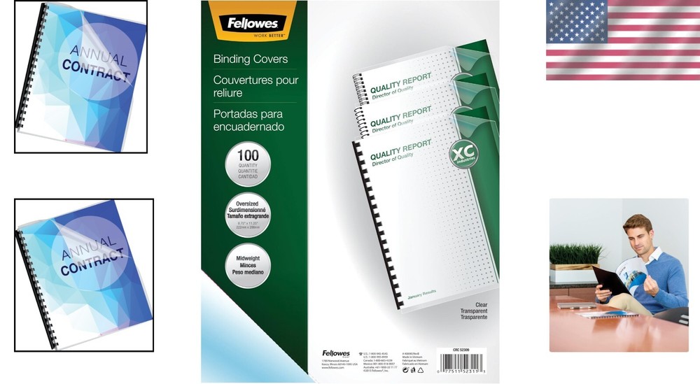 100 Pack Oversize Transparent PVC Binding Covers - Clear Document Shields