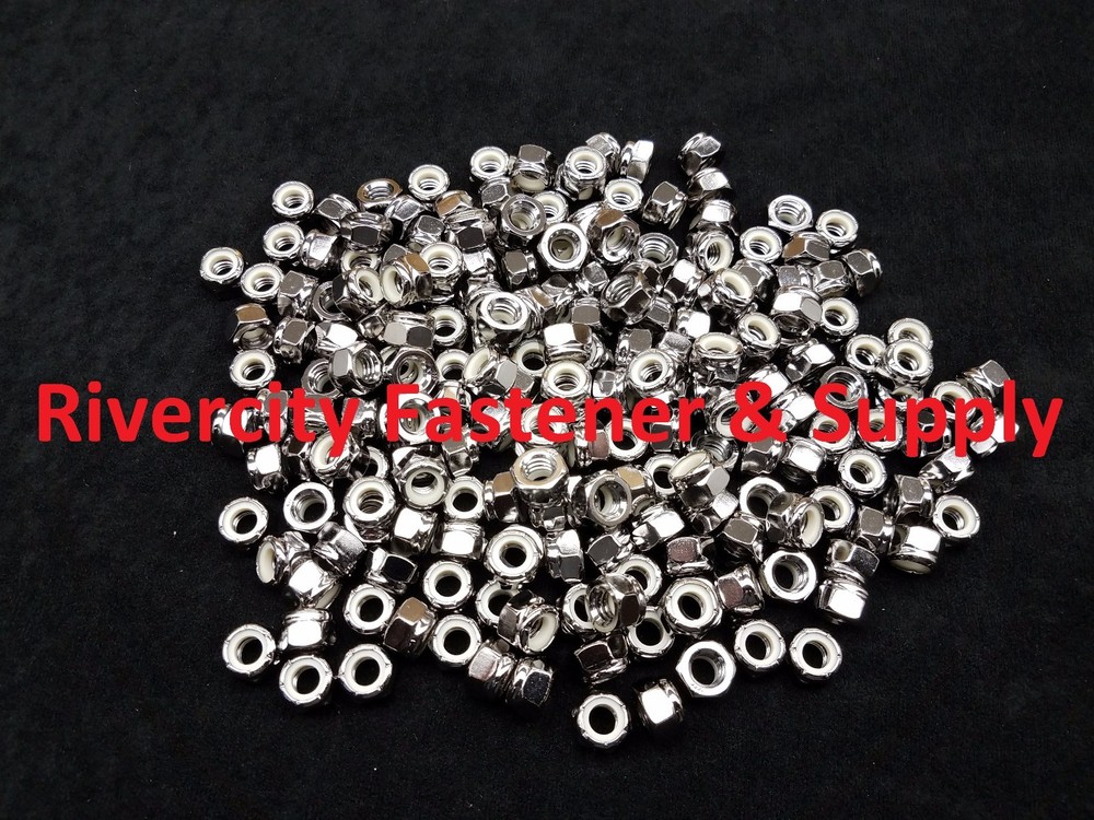 (4) 3/8-16 Hex Nylon Insert Lock Nuts 3/8 x 16 Coarse Thread Nylock Chrome