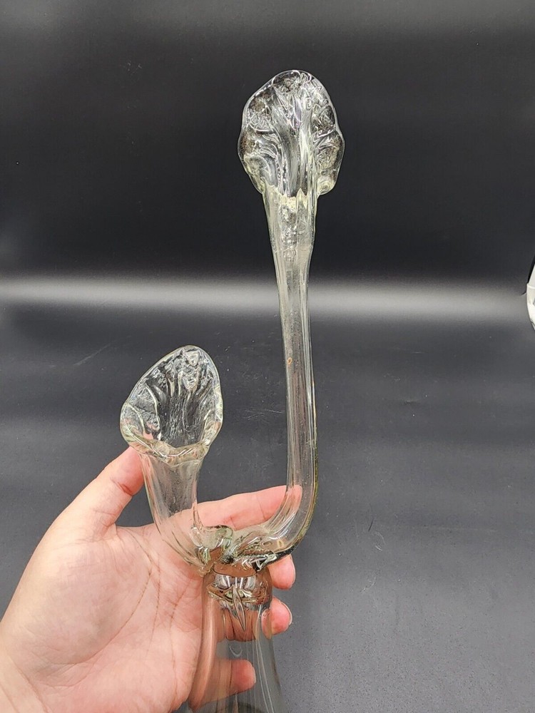 Clear Hand Made Double Sided headed vase Two Necks