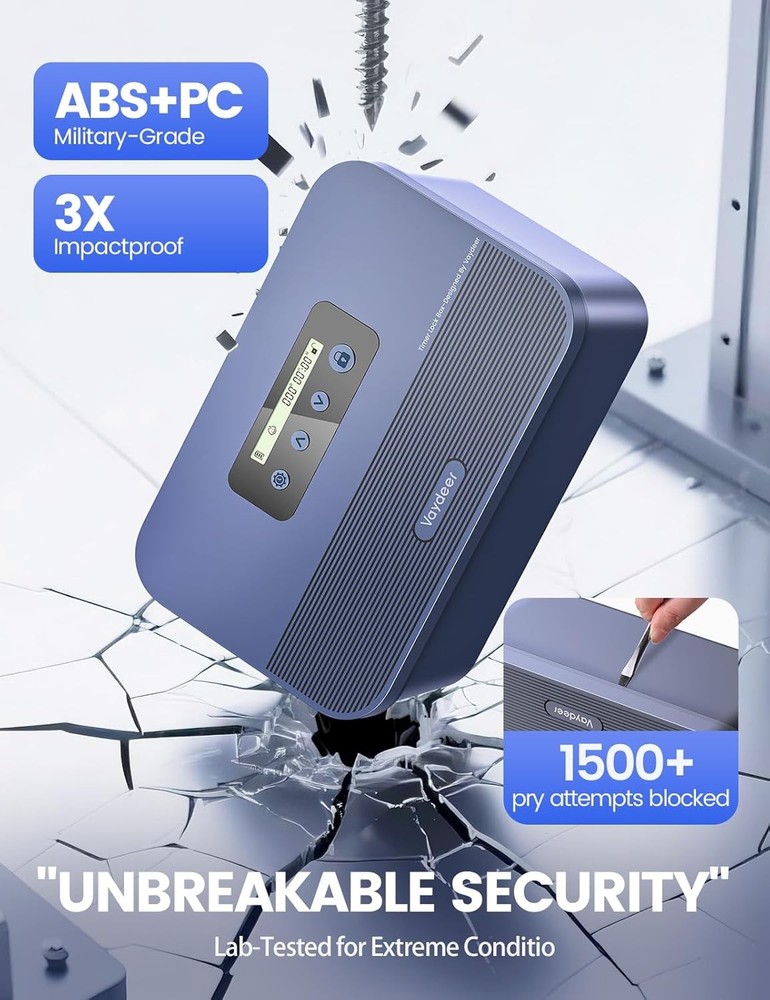 Timed Lock Box with Timer Lockable Storage Box for Phone Snacks Focus Dark Blue