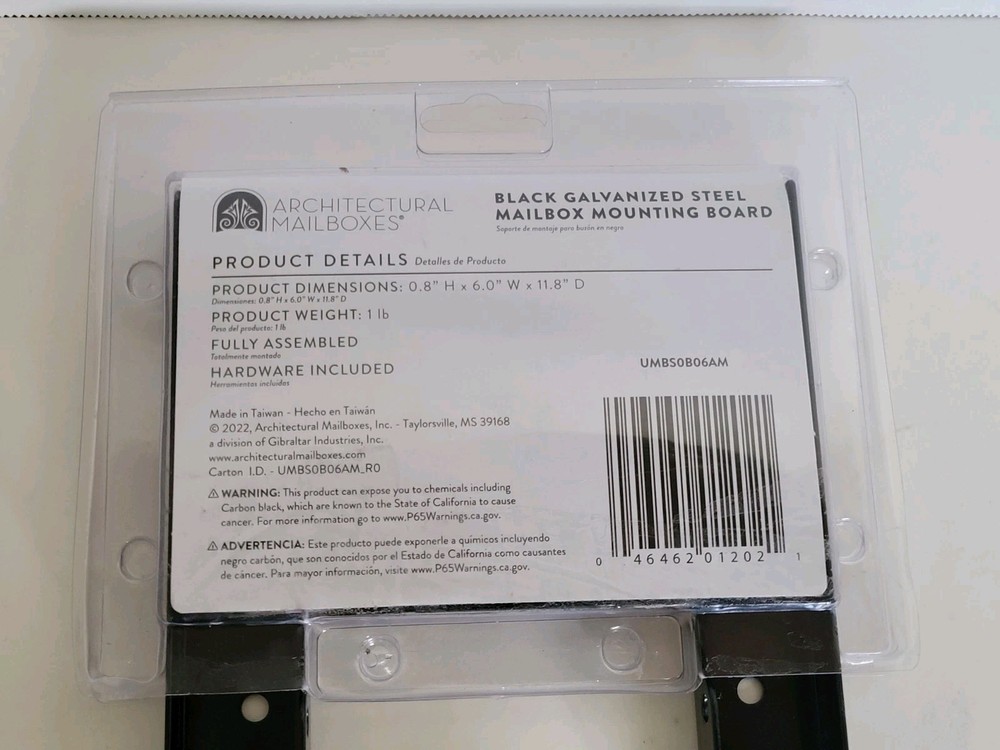 Architectural Mailboxes Black Galvanized Steel Mailbox Mounting Board & Bracket