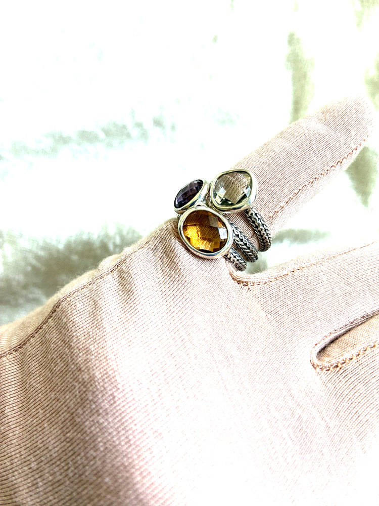 ROBERT MANSE STERLING SILVER MULTI-GEMSTONE STACK RING SET, SIZE 5, 6 (M5047-62)