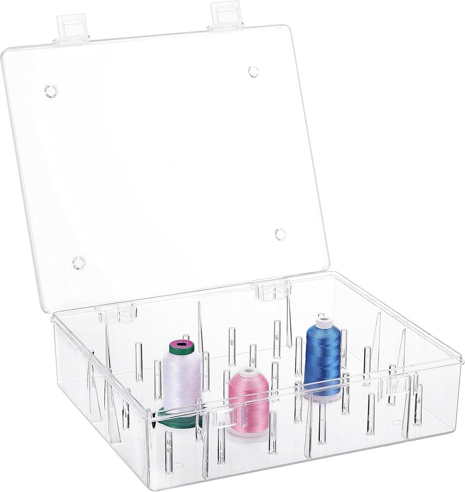 Durable Clear Thread Storage Box for 30 Tall Spools - Perfect for Sewing Classes