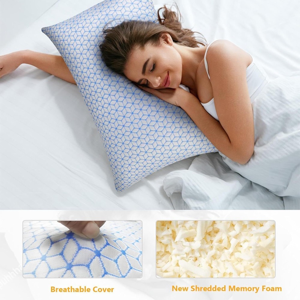 Chopped Memory Foam Pillow King 2-Piece Cooling Pillow Set