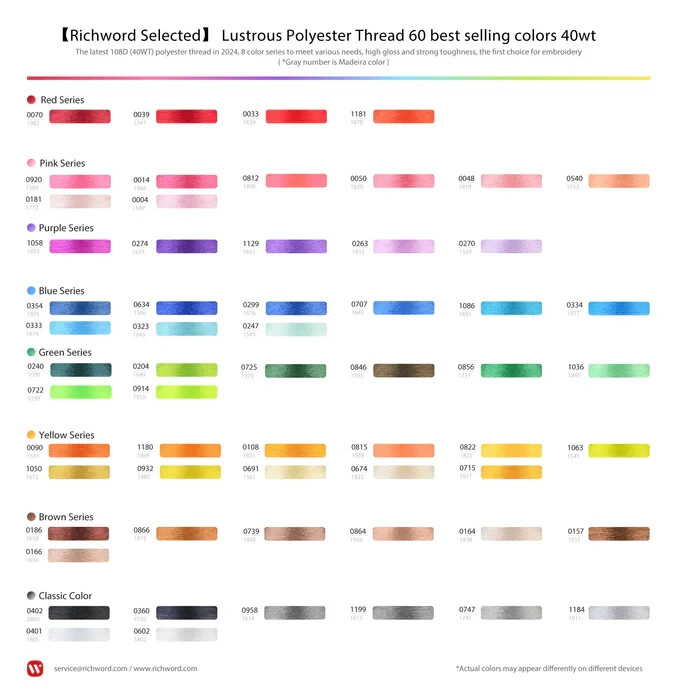 60 Spools Polyester Machine Embroidery Thread 800M (874Y) 40WT for Machine