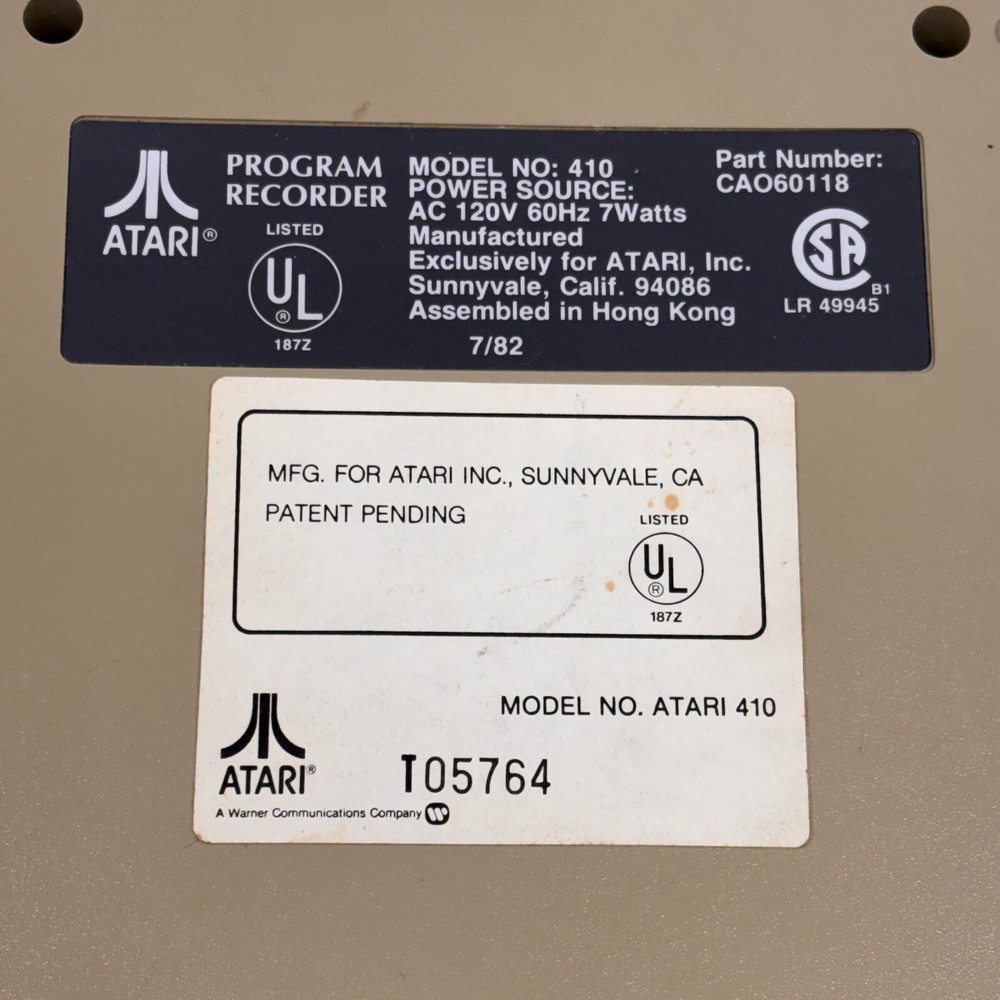 1980s Atari 410 Cassette Program Recorder & Shamus Atari Cassette Game- Untested