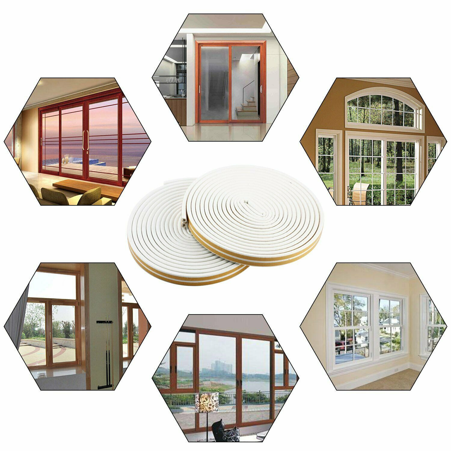 33ft Soundproof Weather Stripping Door Kit Self-Adhesive Rubber Door Seal Strip