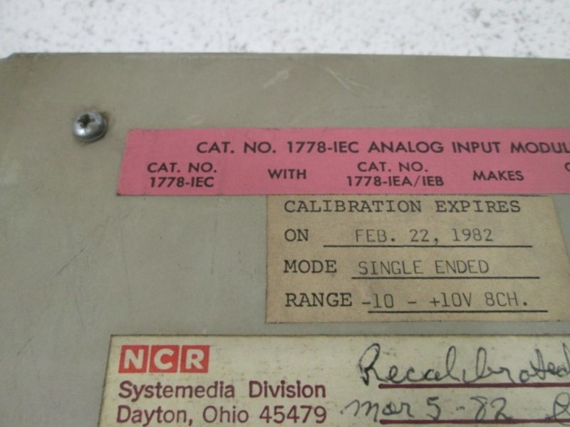 ALLEN BRADLEY ANALOG INPUT MODULE 1778-IEC UNMP