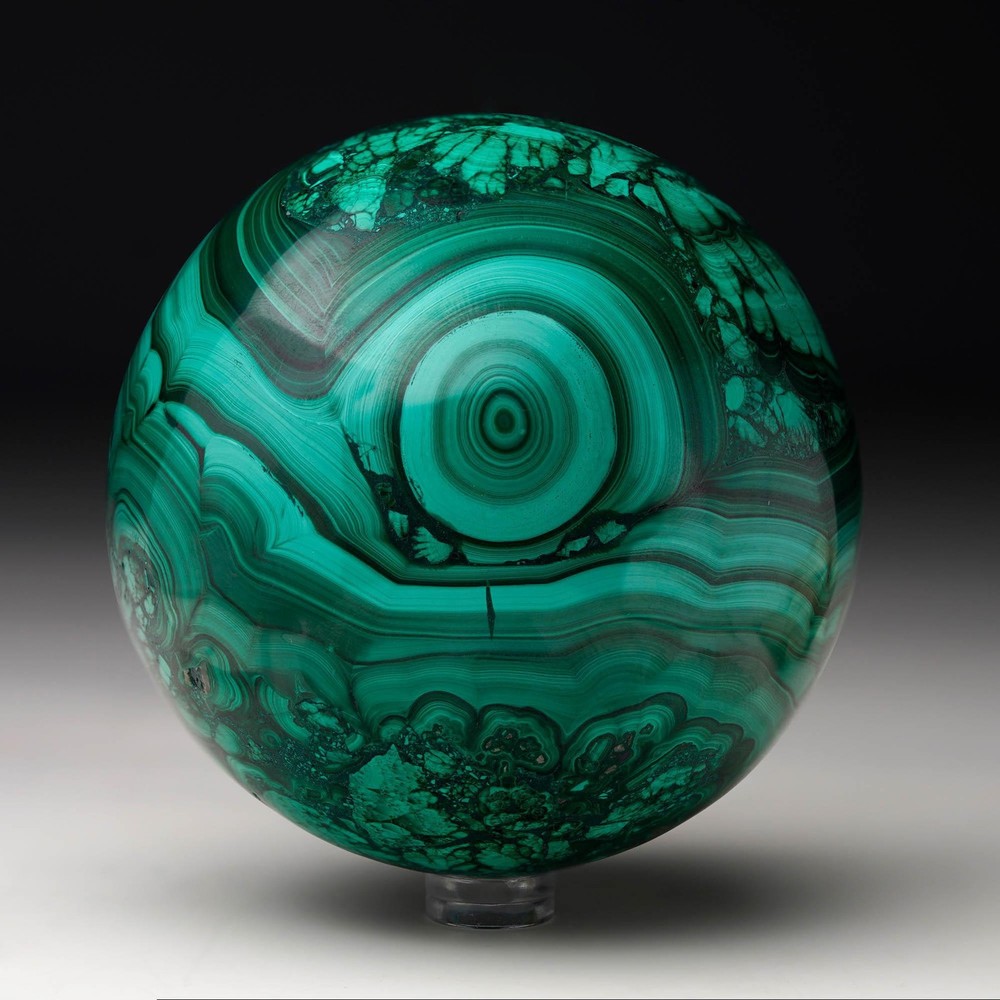 Hand-Polished Solid 3.5" Diameter Malachite Sphere // Ver. IV