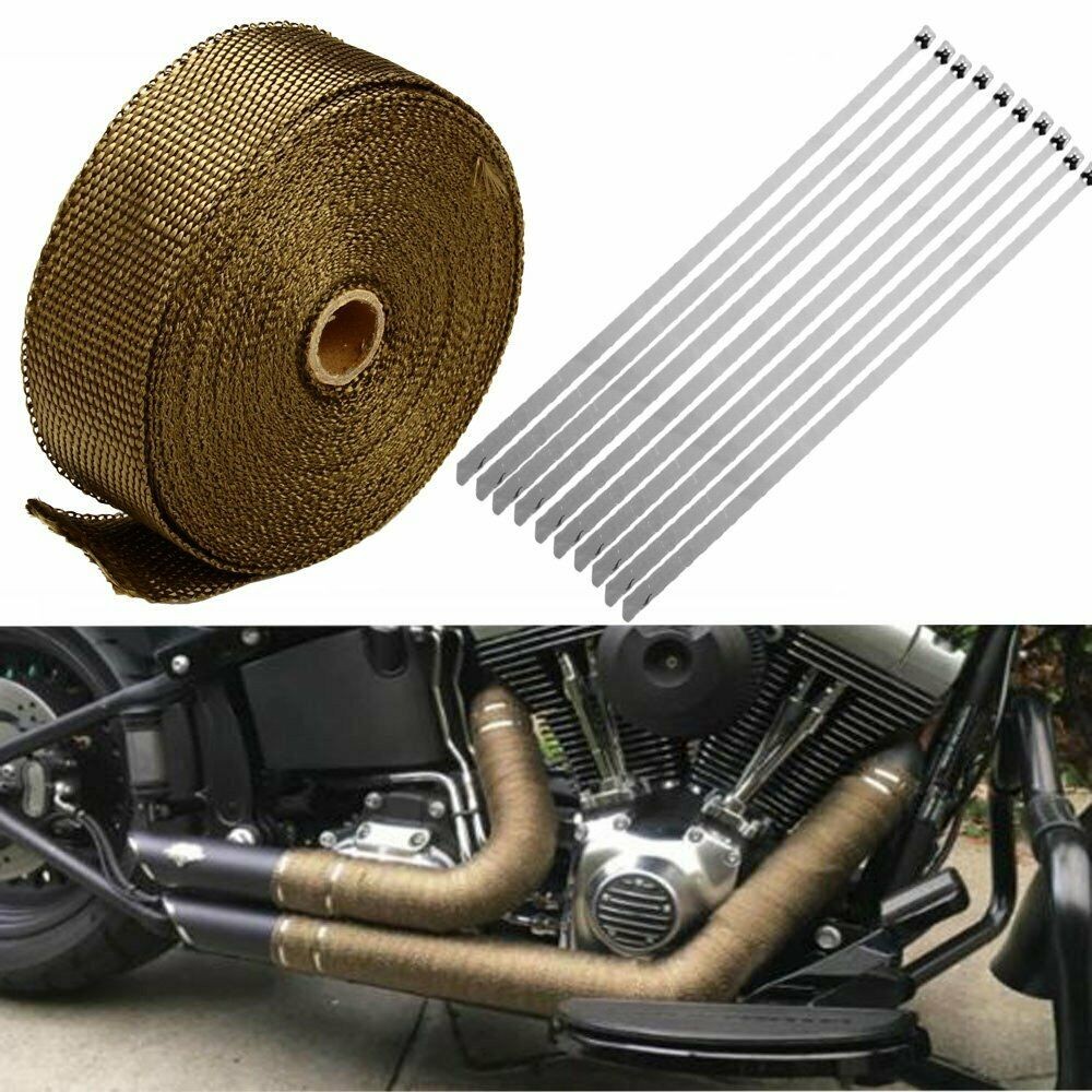 2" x 50FT +10 Ties Kit Motorcycle Universal Exhaust Lava Manifold Heat Wrap Tape