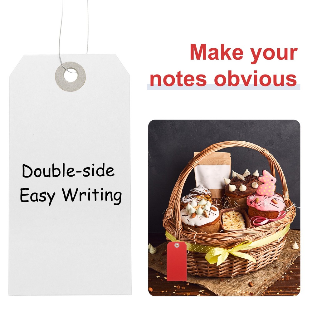 200Pcs Hang Tags,Tags with Wire String for Making Item Tags, White