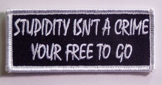 STUPIDITY ISN'T A CRIME PATCH PT1197