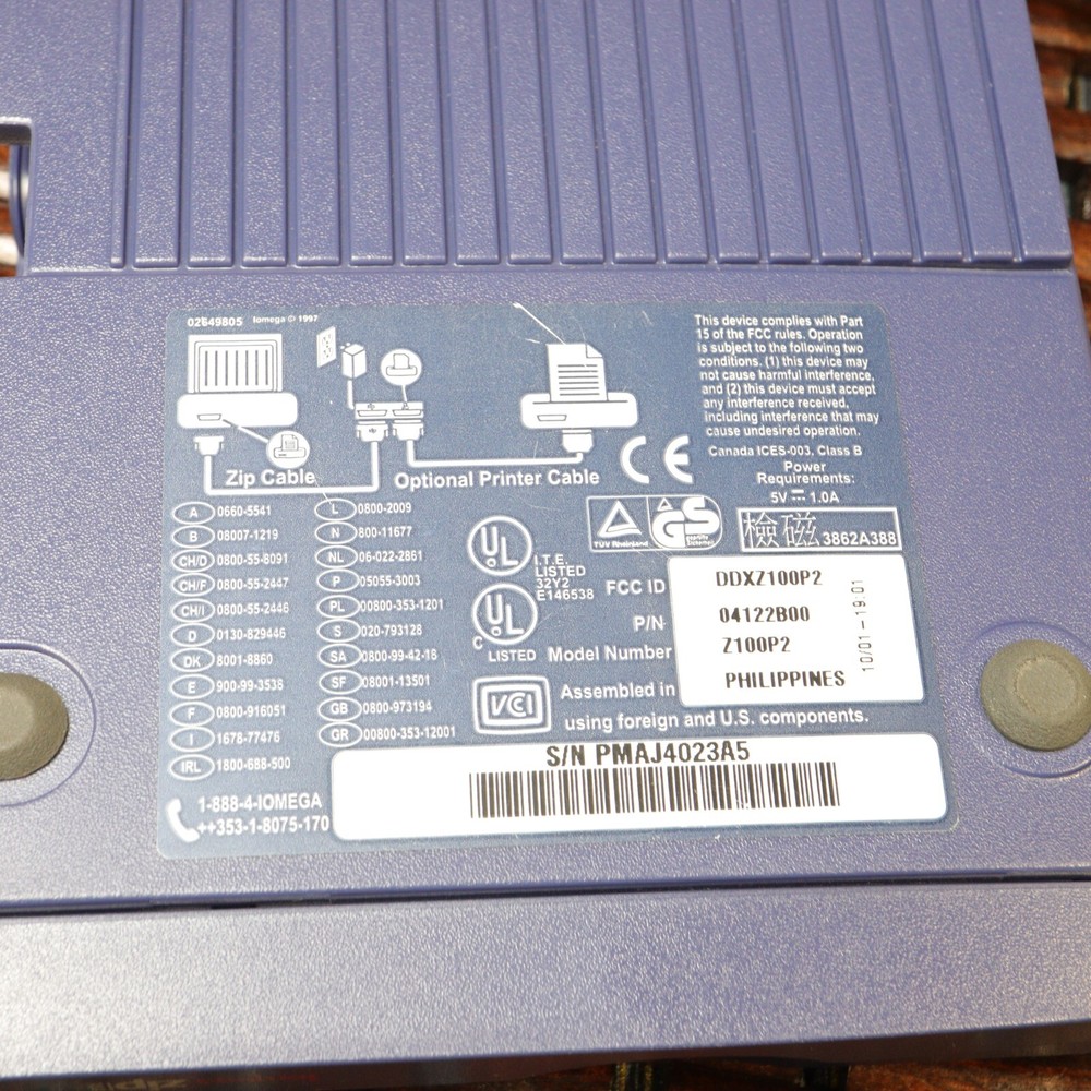 Iomega Zip 100 Z100P2 Drive External With Parallel Cable only