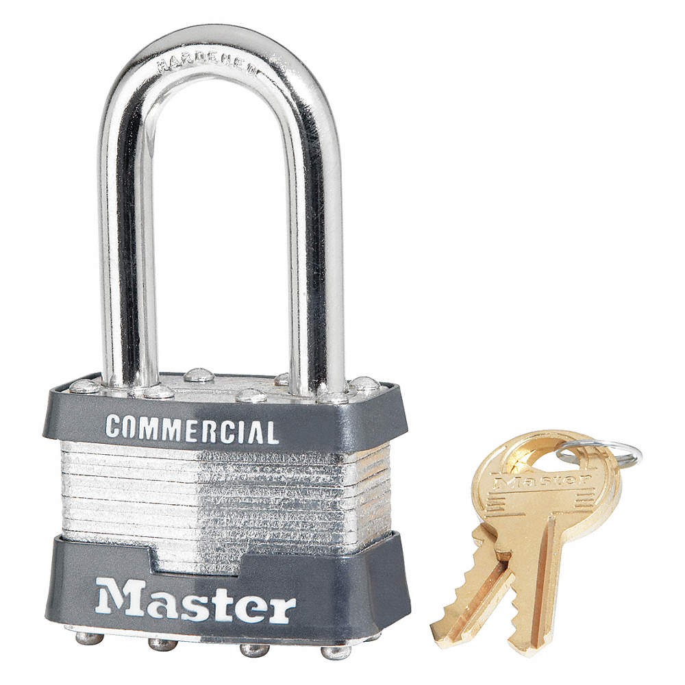 MASTER LOCK 1LFWBLK Keyed Padlock, 3/4 in,Rectangle,Silver 33RL36