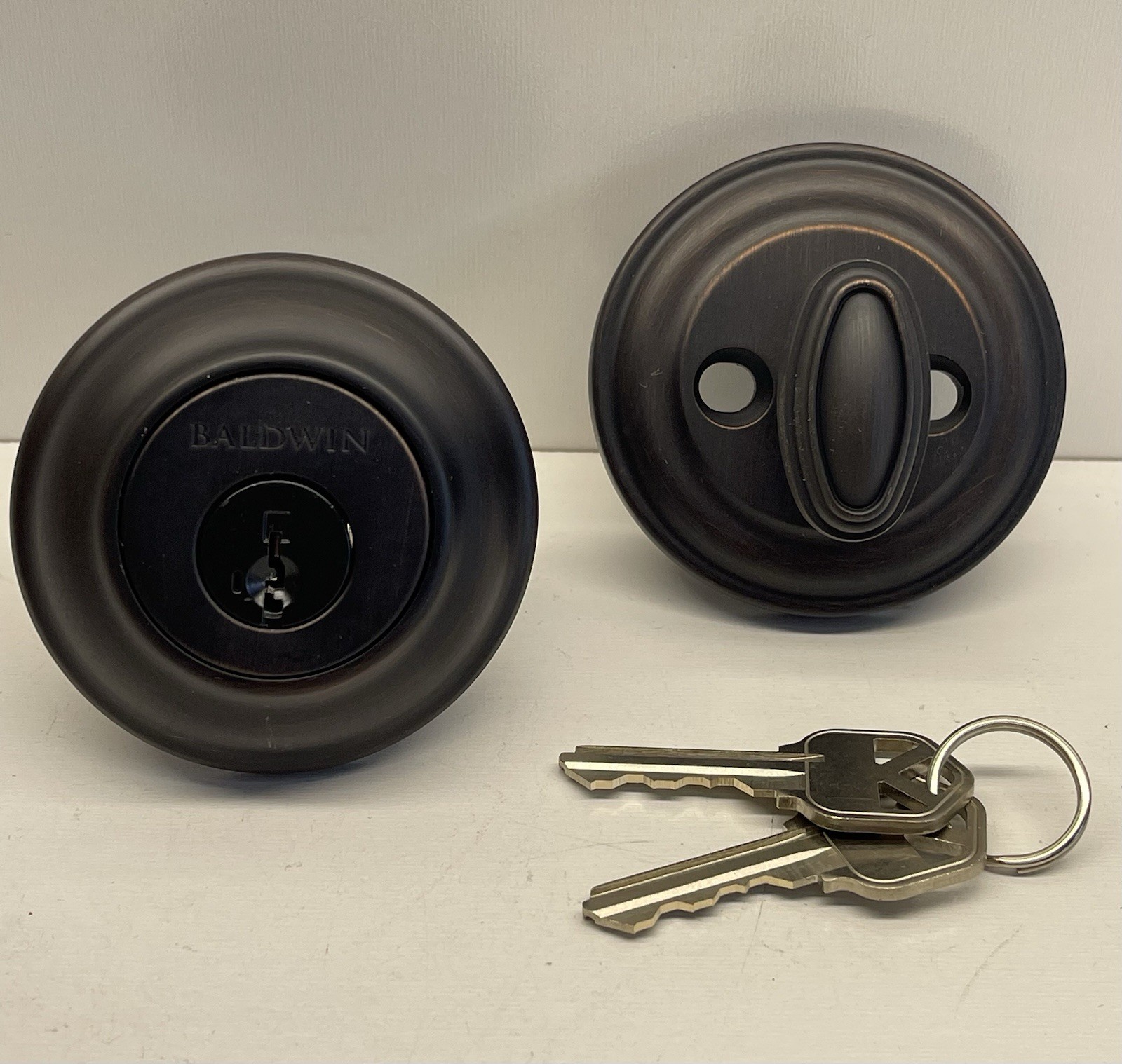 BALDWIN DEADBOLT Aged Bronze Single Sided Cylinder DEADBOLT (2 Keys)