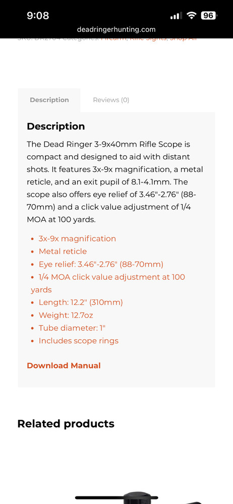 Dead Ringer 3-9x40mm scope