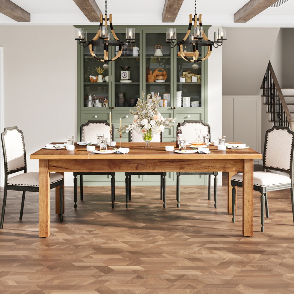 71" Wood Dining Table Large Rectangular Dinner Kitchen Table for 6 to 8 People