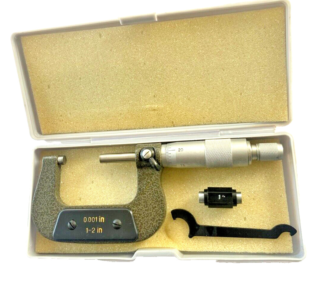 Outside Micrometer 1 to 2 inch X 0.0001" Solid Metal Frame carbide tip