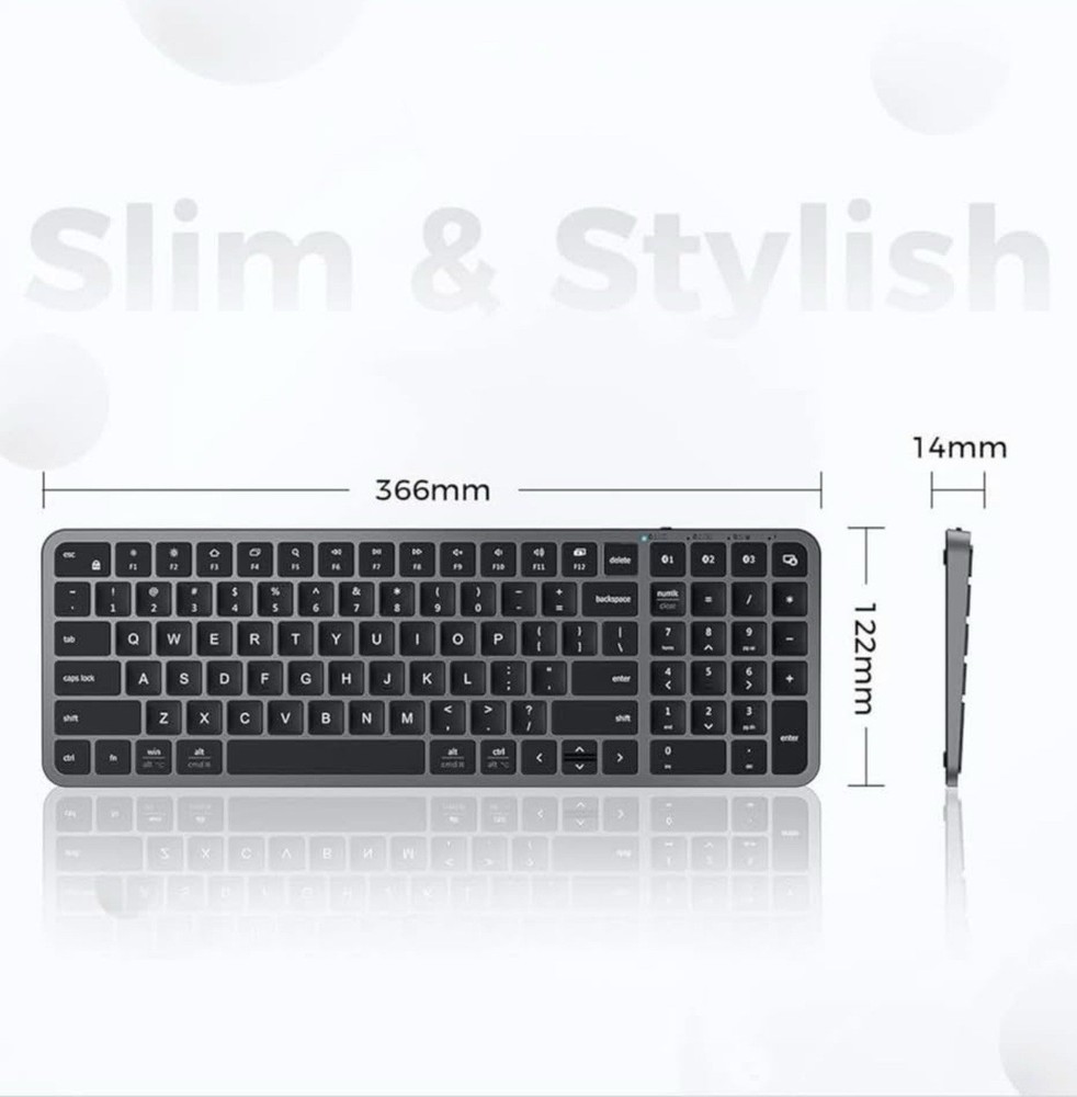 iClever BK20 Bluetooth Keyboard, with Numeric Keypad, Multi-Device Rechargeab...