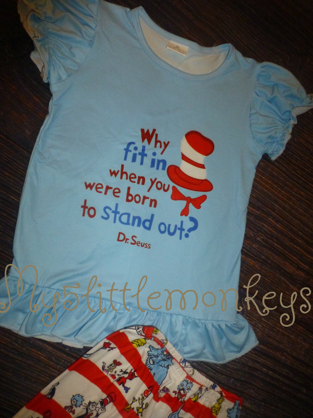 NEW Dr Seuss Cat in the Hat Shirt & Bell Pants Girls Boutique Outfit Set