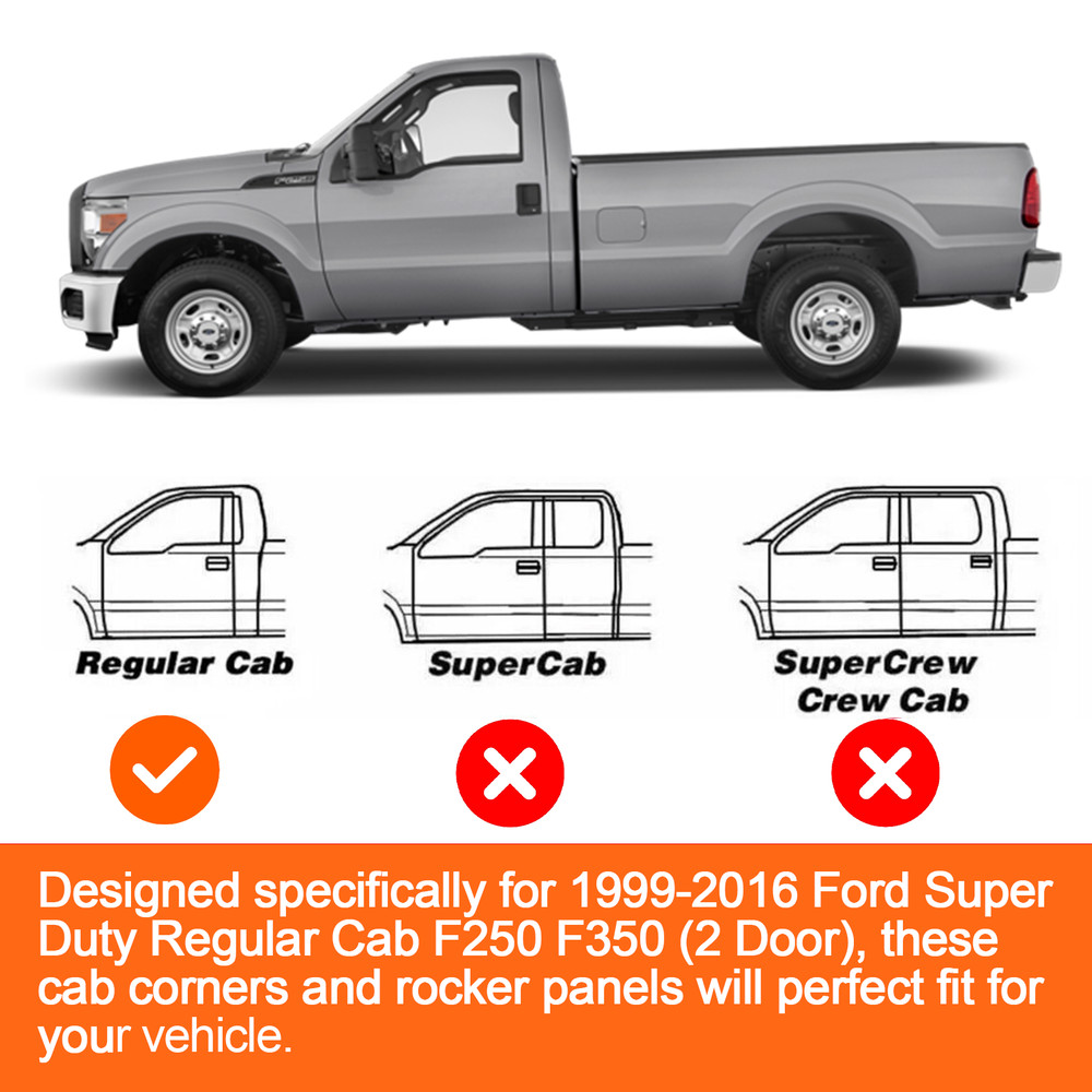 Inner Outer Rocker Panel & Corner Cab Kit For 99-16 Ford Super Duty Regular Cab