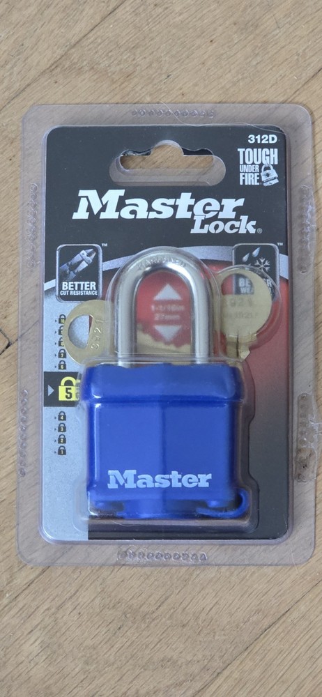 Master Lock 312D Weatherproof Padlock Blue Weather Resistant