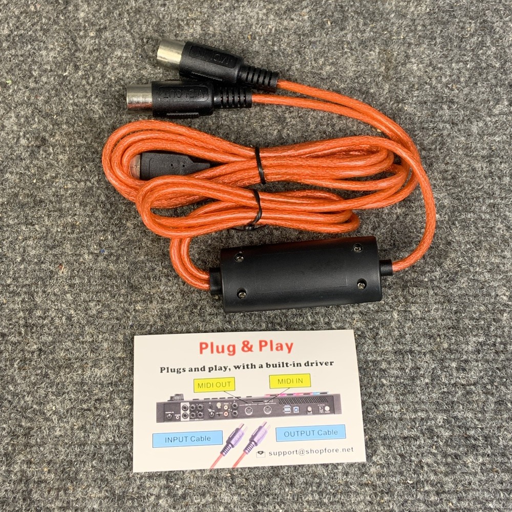 MIDI to USB Interface Cable Adapter for Keyboard/Synthesizer, Windows/Mac, 6.5Ft