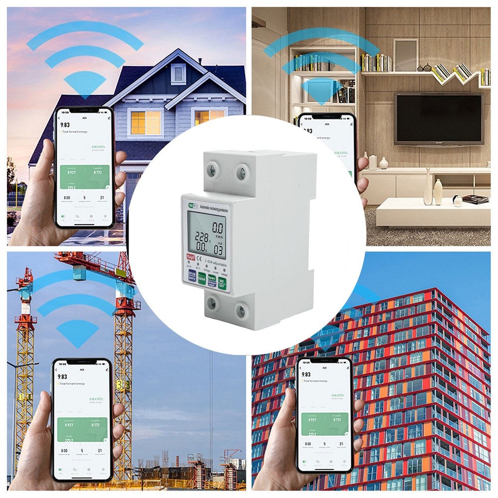 For Tuya Smart Reset Protector Switch Current Breaker Meter AC80-300V