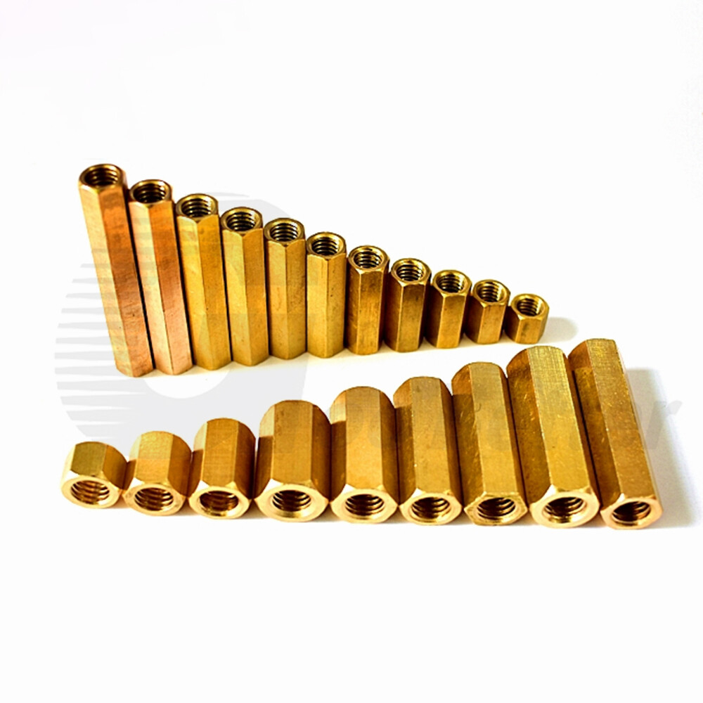 Brass Hex Connection Nut M5 Hexagon Connector Connecting Rod Bar Stud Long Nuts