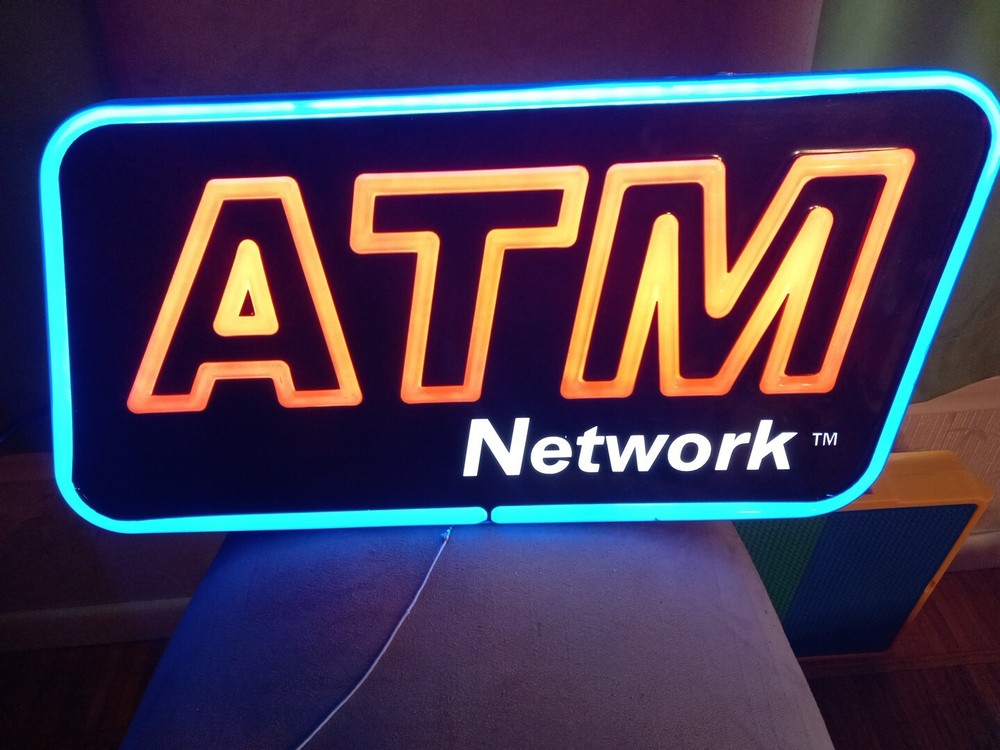ATM Network Lighted Hanging Sign Pull Chain Store Sign Business