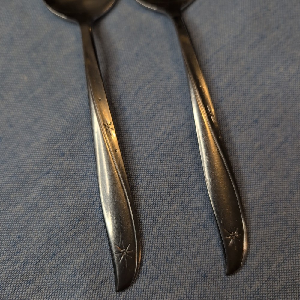 2 ONEIDA Community Stainless TWIN STAR Casserole Serving Spoons MCM Flatware